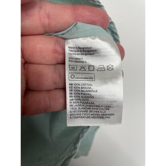 H&M Size 6 Button Up Woven Shirt Mint Green Long Sleeve Cotton Minimalist - Picture 6 of 9